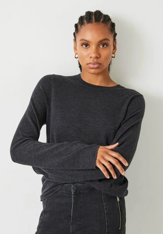 Hush Jumpers and Cardigans Women Lara Fine Knit Wool Blend Jumper Charcoal Marl