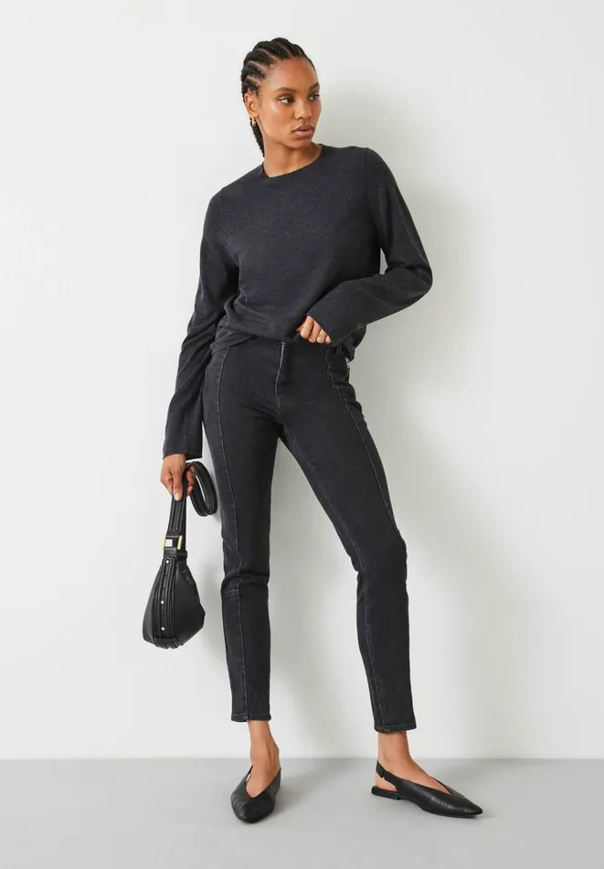 Hush Jumpers and Cardigans Women Lara Fine Knit Wool Blend Jumper Charcoal Marl Hush Jumpers and Cardigans Women Lara Fine Knit Wool Blend Jumper Charcoal Marl