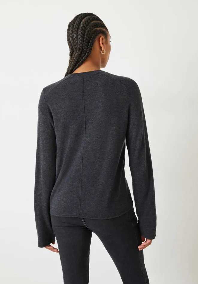 Hush Jumpers and Cardigans Women Lara Fine Knit Wool Blend Jumper Charcoal Marl Hush Jumpers and Cardigans Women Lara Fine Knit Wool Blend Jumper Charcoal Marl