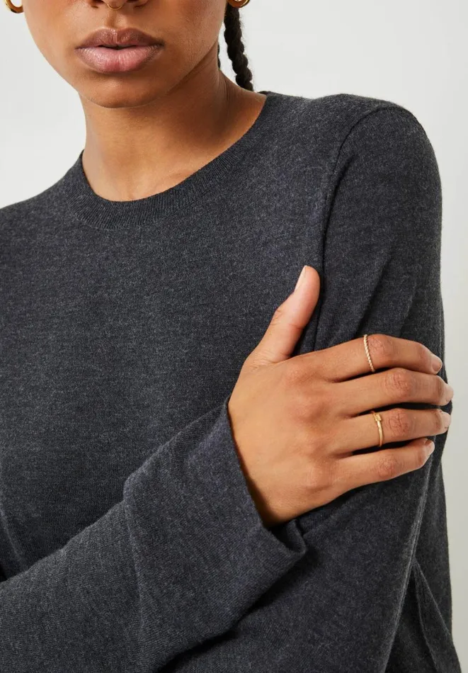 Hush Jumpers and Cardigans Women Lara Fine Knit Wool Blend Jumper Charcoal Marl Hush Jumpers and Cardigans Women Lara Fine Knit Wool Blend Jumper Charcoal Marl