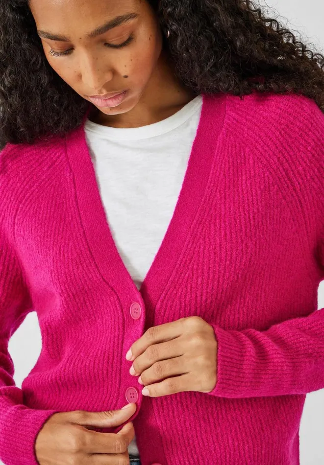 Hush Jumpers and Cardigans Women Riva Ribbed Cardigan Magenta Hush Jumpers and Cardigans Women Riva Ribbed Cardigan Magenta