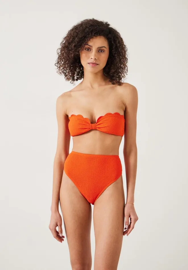Hush Swimwear and Beachwear Women Harper High Waisted Crinkle Bikini Bottoms Orange
