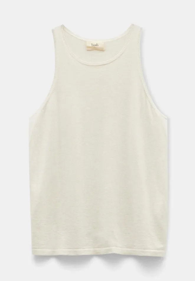 Hush Tops and Tshirts Women Jada Fine Gauge Knitted Tank Top Soft White Hush Tops and Tshirts Women Jada Fine Gauge Knitted Tank Top Soft White