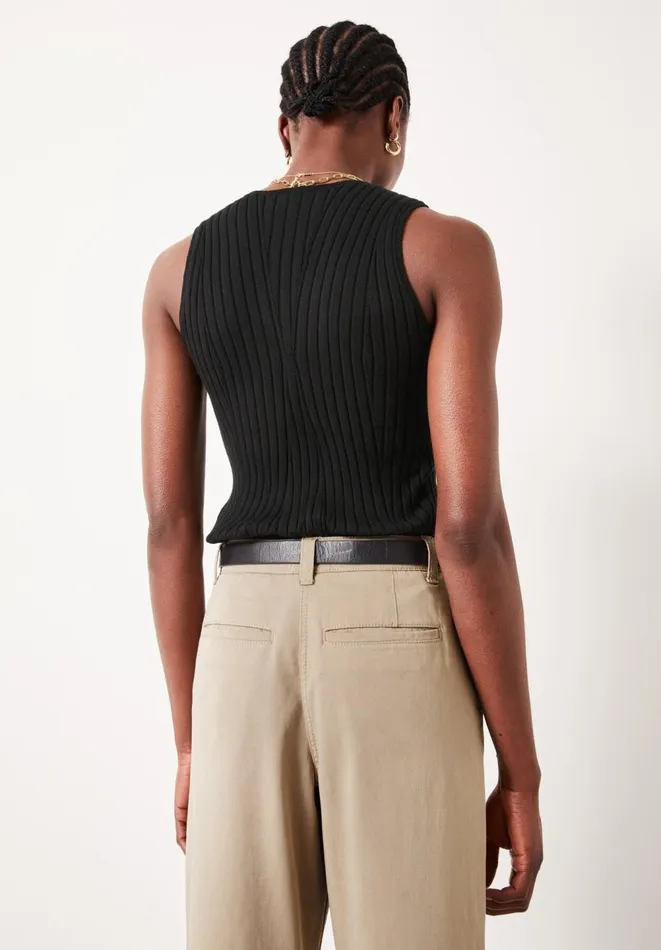 Hush Tops and Tshirts Women Suri Knitted Rib Vest Top Black Hush Tops and Tshirts Women Suri Knitted Rib Vest Top Black
