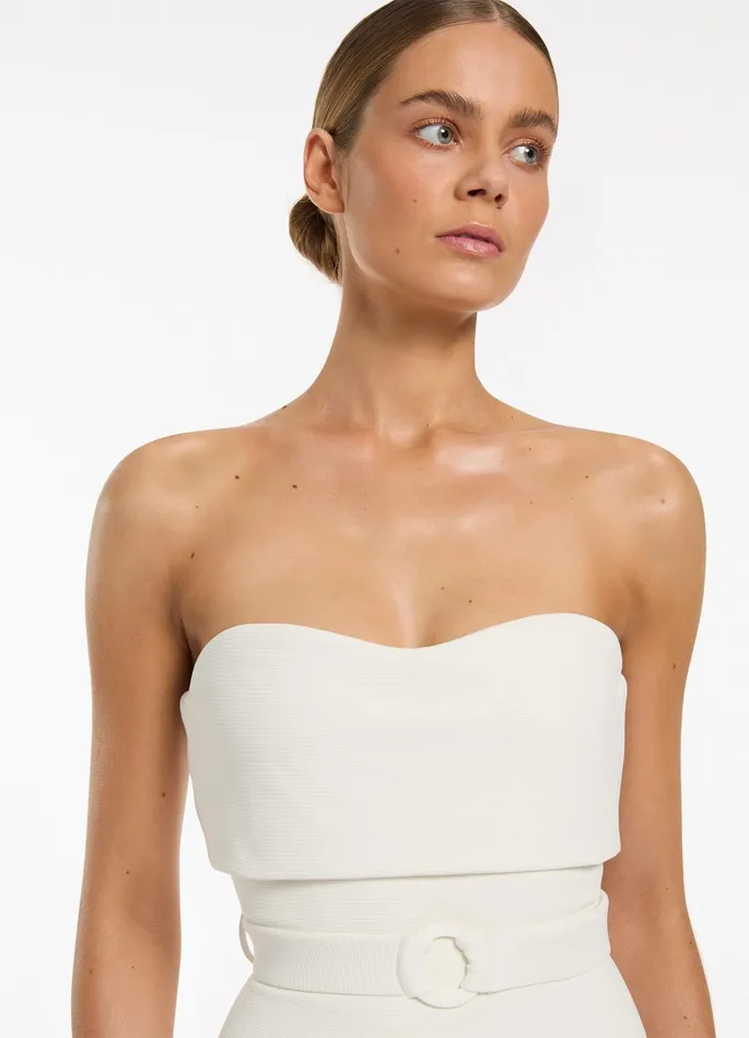 Isla Rib Bandeau One Piece Cream Women JETS Australia Bandeau One Piece