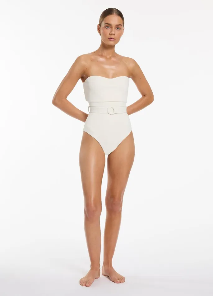 Isla Rib Bandeau One Piece Cream Women JETS Australia Bandeau One Piece
