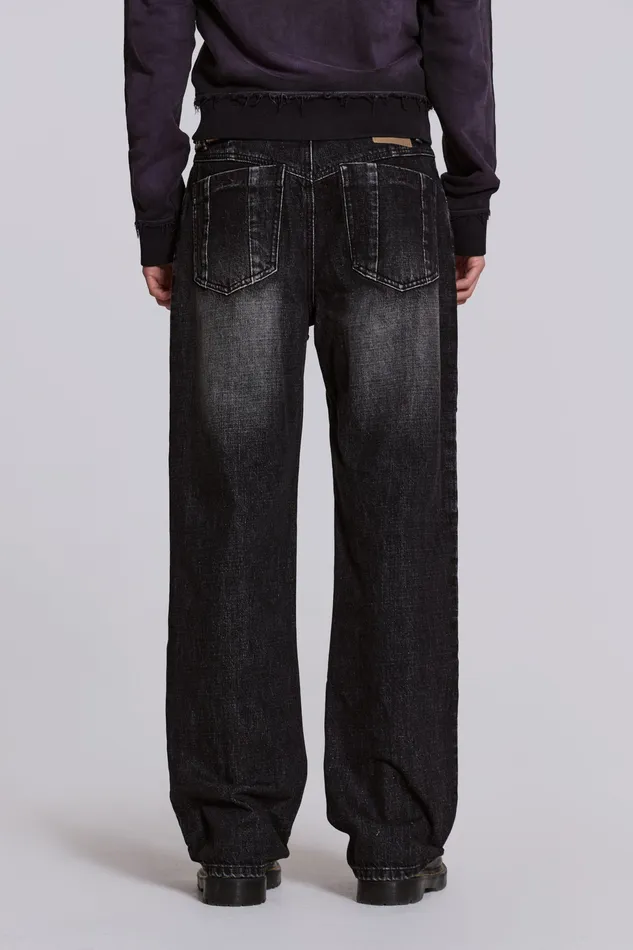 Jaded London Denim Men Shop Washed Black Stud Scott Jean