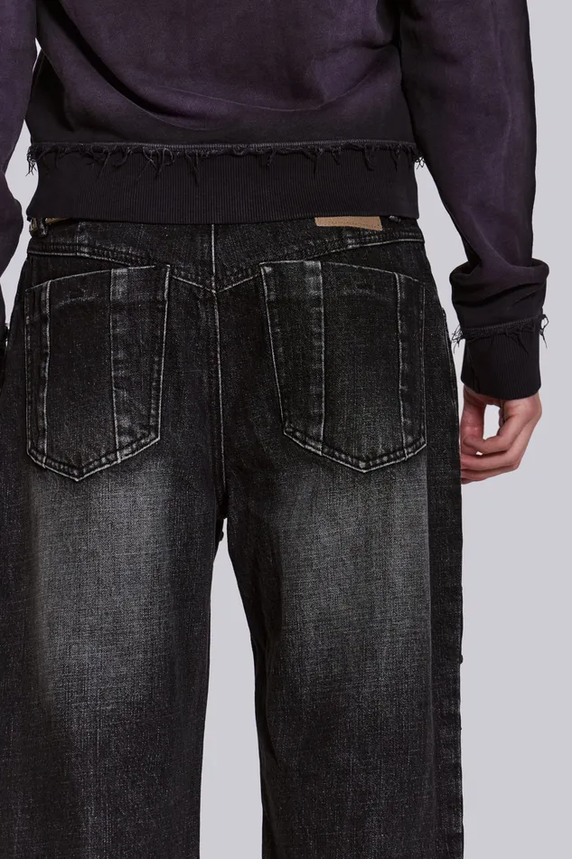 Jaded London Denim Men Shop Washed Black Stud Scott Jean