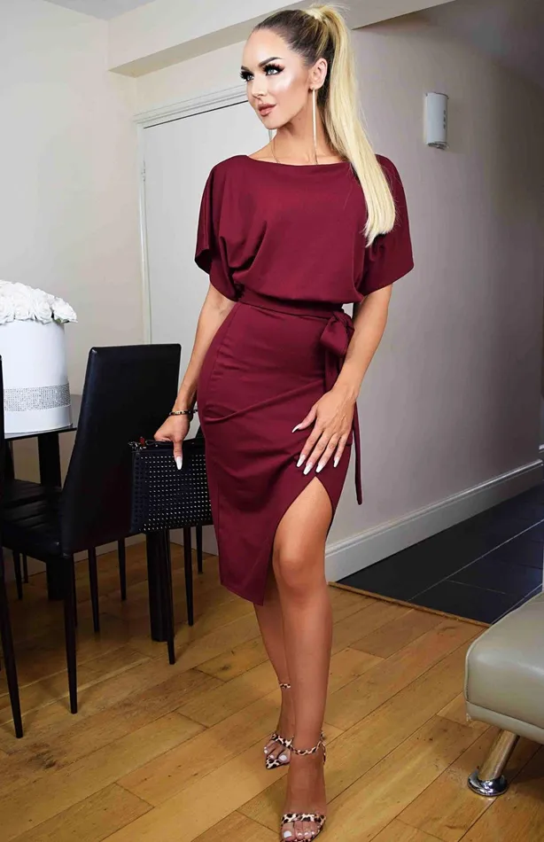 Judith Wine Wrap Front Batwing Dress Women Missfiga Wrap Dresses Judith Wine Wrap Front Batwing Dress Women Missfiga Wrap Dresses