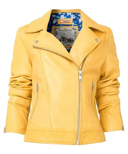 Kiara Leather Jacket Yellow Apparel Coats and Jackets Joebrowns Kiara Leather Jacket Yellow Apparel Coats and Jackets Joebrowns