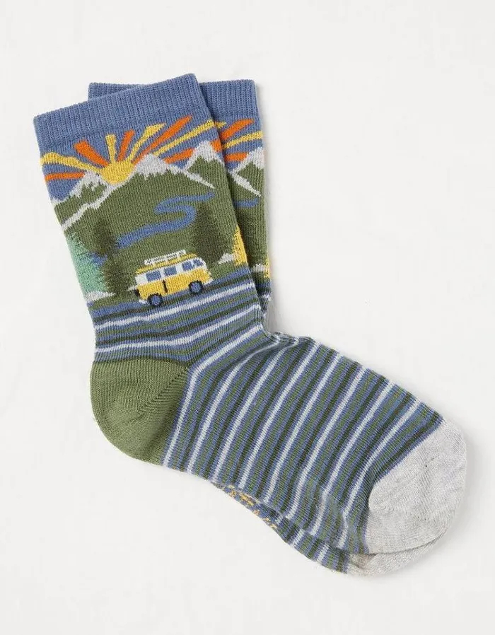 Kids FatFace Buy 2 Get 1 Free Socks 1 Pack Stripe Van Sock Multi