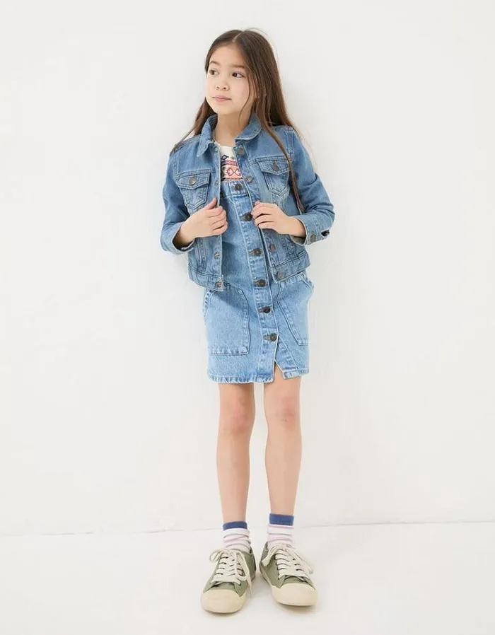 Kids FatFace Coats and Jackets Plain Denim Jacket Denim Blue