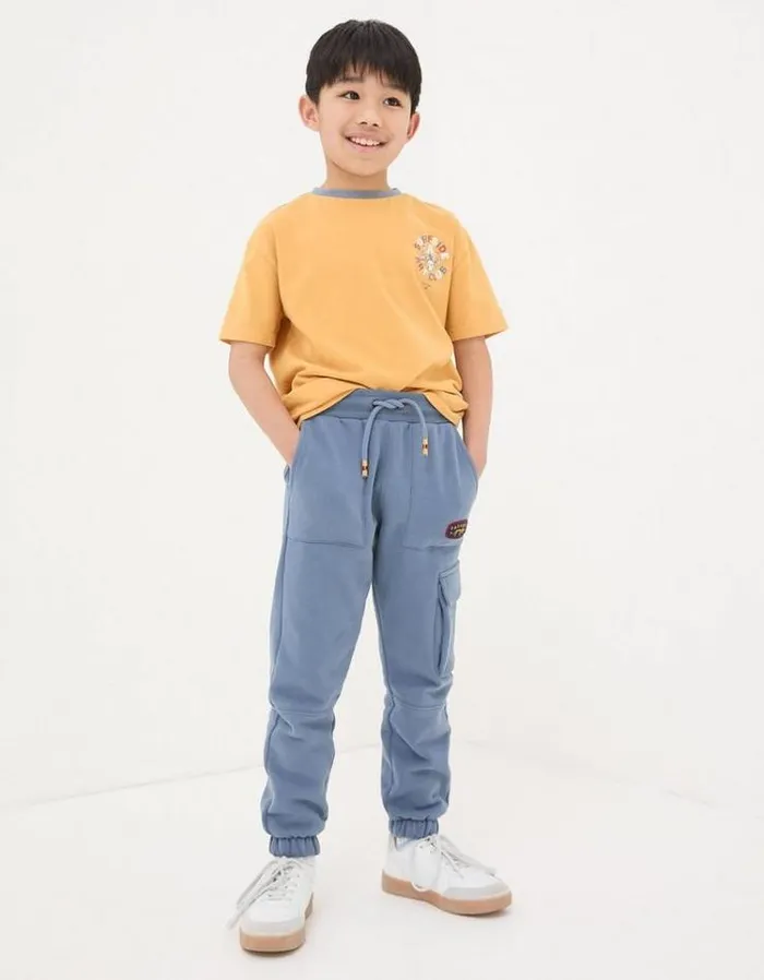 Kids FatFace Jeans and Joggers Seaburn Cargo Jogger Vintage Blue
