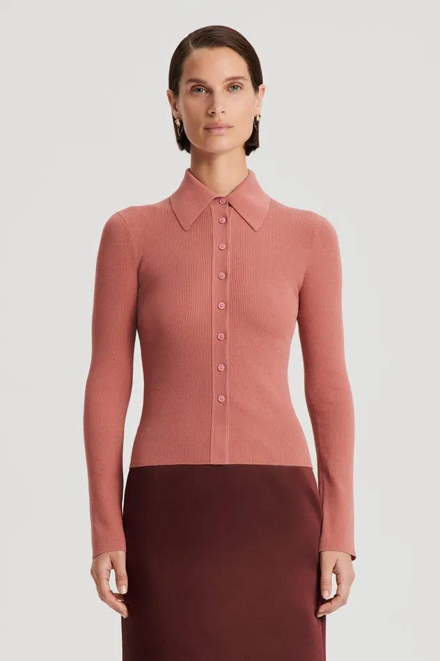 Knitwear Scanlan Theodore Women KNIT SHIRT BLUSH Knitwear Scanlan Theodore Women KNIT SHIRT BLUSH