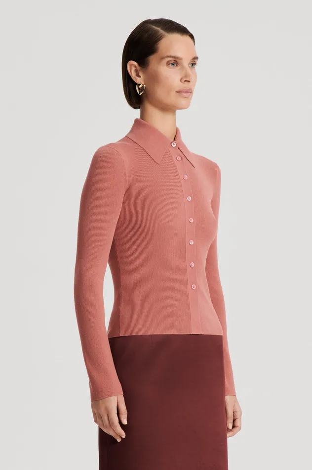 Knitwear Scanlan Theodore Women KNIT SHIRT BLUSH Knitwear Scanlan Theodore Women KNIT SHIRT BLUSH
