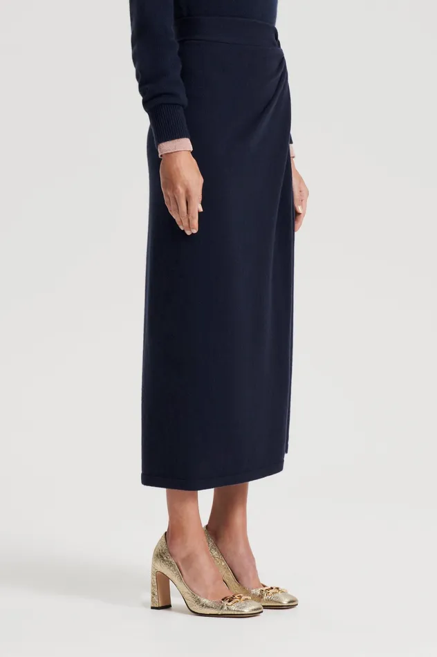 Knitwear Women CASHMERE SARONG SKIRT NAVY Scanlan Theodore Knitwear Women CASHMERE SARONG SKIRT NAVY Scanlan Theodore