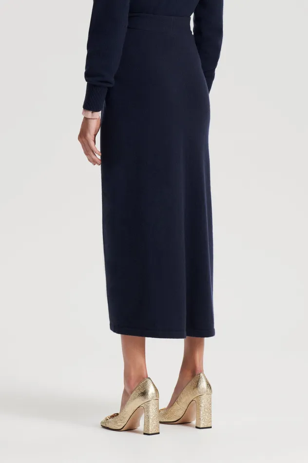 Knitwear Women CASHMERE SARONG SKIRT NAVY Scanlan Theodore Knitwear Women CASHMERE SARONG SKIRT NAVY Scanlan Theodore