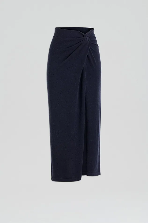 Knitwear Women CASHMERE SARONG SKIRT NAVY Scanlan Theodore Knitwear Women CASHMERE SARONG SKIRT NAVY Scanlan Theodore