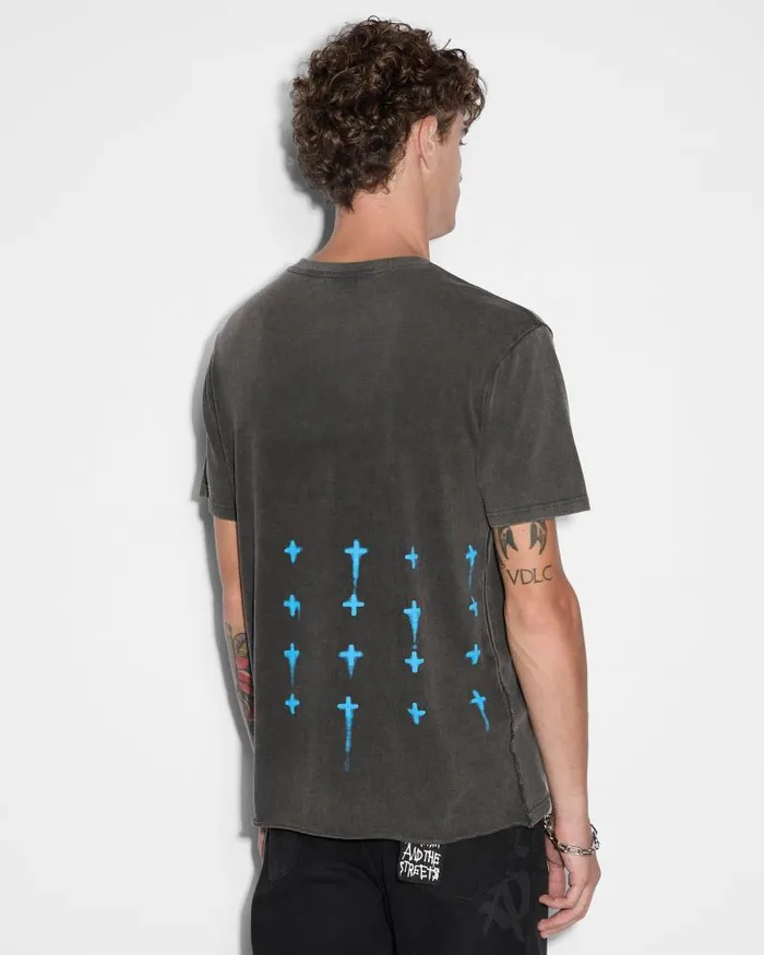 Ksubi Graff Rose Kash Ss Tee Acid Grey Mens TShirts