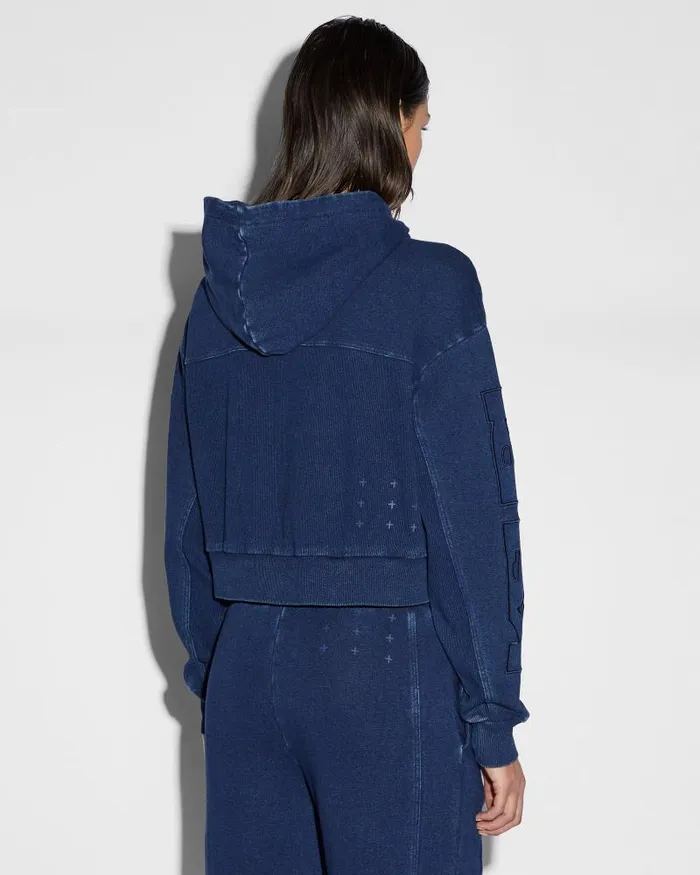 Ksubi Origin Crop Hoodie Indigo Spliced Womens Sweats