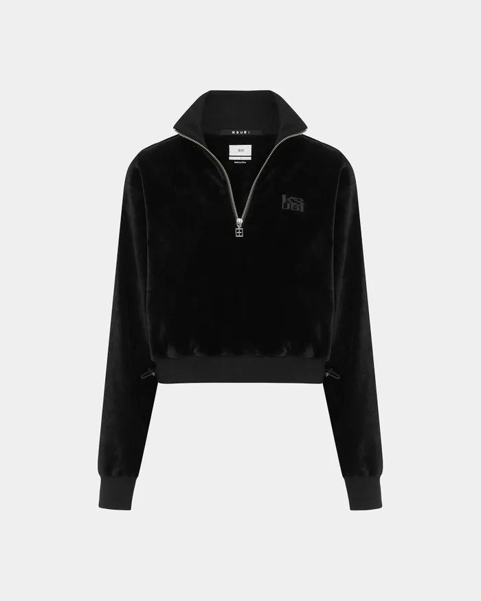 Ksubi Richie Half Zip Crop Black Womens Sweats