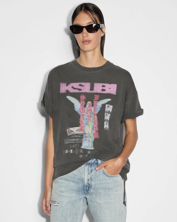 Ksubi Sinner Oh G Ss Tee Charcoal Womens Tops