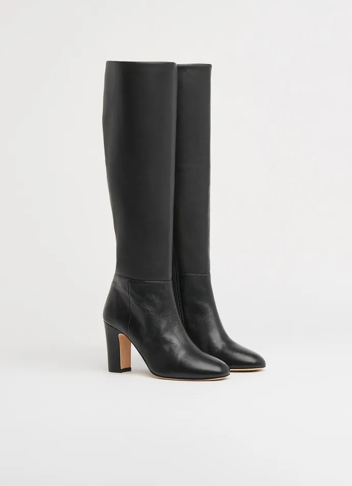 LKBennett Boots Women Kristen Black Leather Knee Boots LKBennett Boots Women Kristen Black Leather Knee Boots