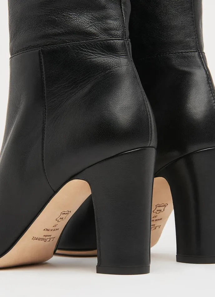 LKBennett Boots Women Kristen Black Leather Knee Boots LKBennett Boots Women Kristen Black Leather Knee Boots