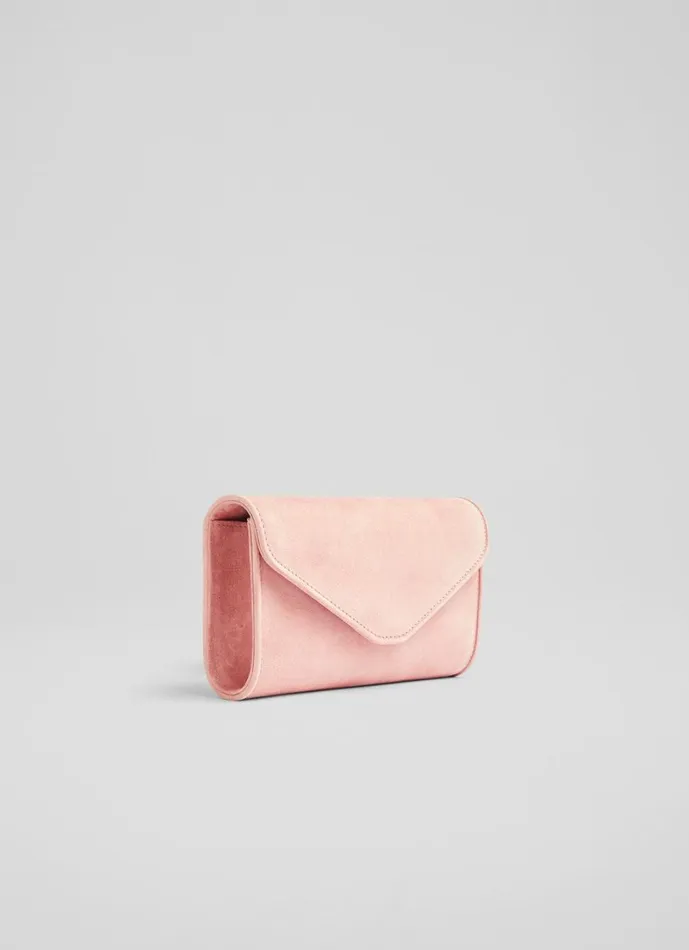 LKBennett Clutch Bags Women Dominica Clay Pink Suede Clutch Bag LKBennett Clutch Bags Women Dominica Clay Pink Suede Clutch Bag