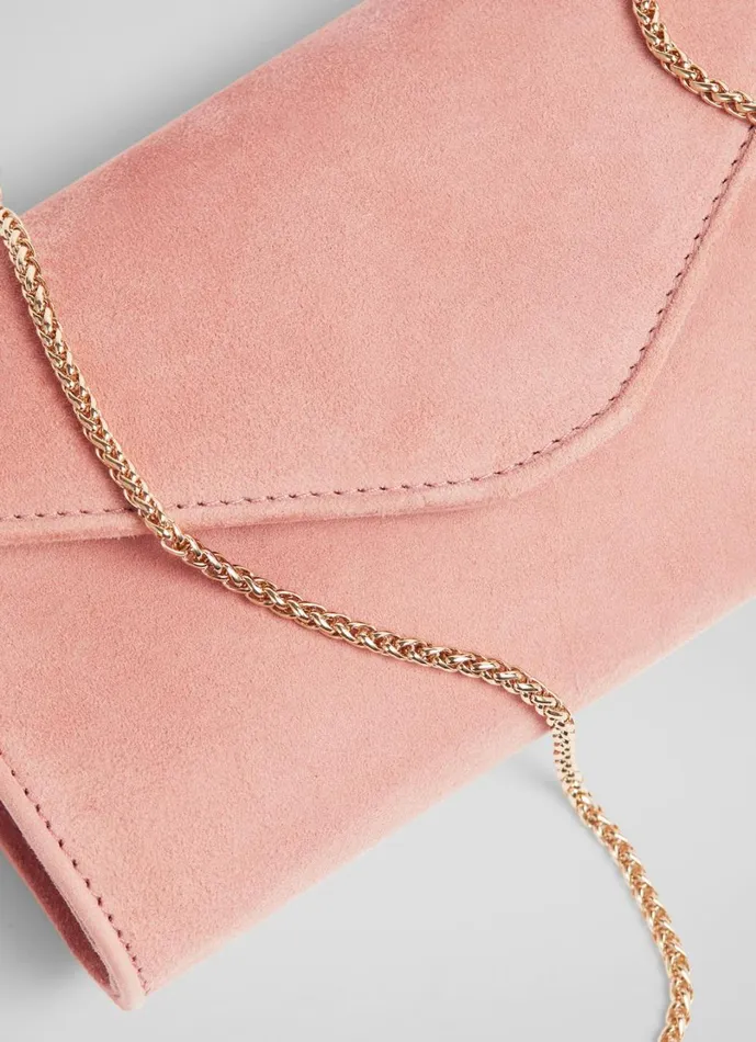 LKBennett Clutch Bags Women Dominica Clay Pink Suede Clutch Bag LKBennett Clutch Bags Women Dominica Clay Pink Suede Clutch Bag