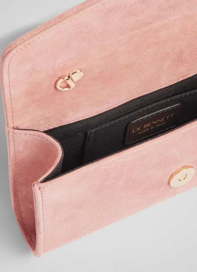 LKBennett Clutch Bags Women Dominica Clay Pink Suede Clutch Bag LKBennett Clutch Bags Women Dominica Clay Pink Suede Clutch Bag