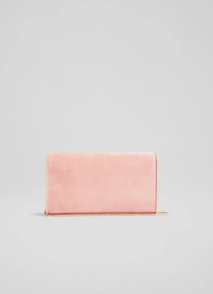 LKBennett Clutch Bags Women Dominica Clay Pink Suede Clutch Bag LKBennett Clutch Bags Women Dominica Clay Pink Suede Clutch Bag