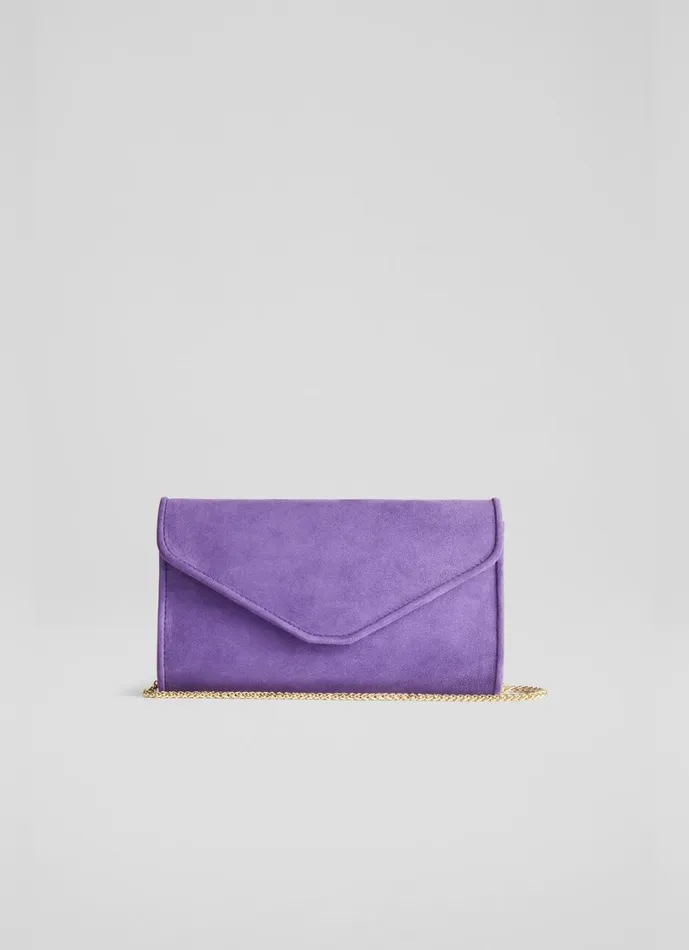 LKBennett Clutch Bags Women Dominica Plum Suede Clutch Bag