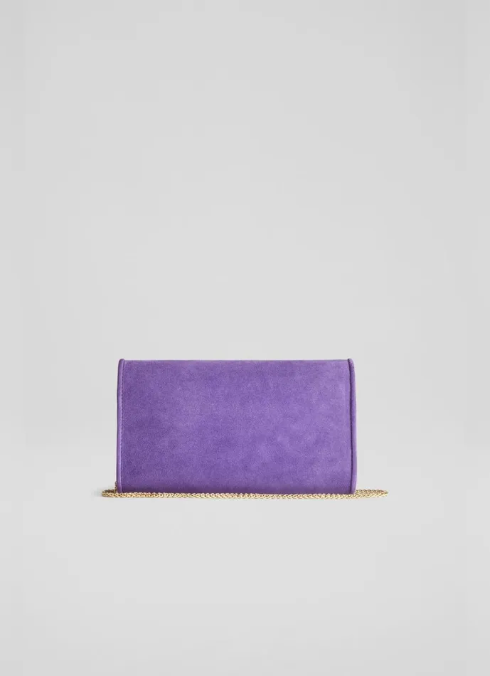 LKBennett Clutch Bags Women Dominica Plum Suede Clutch Bag LKBennett Clutch Bags Women Dominica Plum Suede Clutch Bag