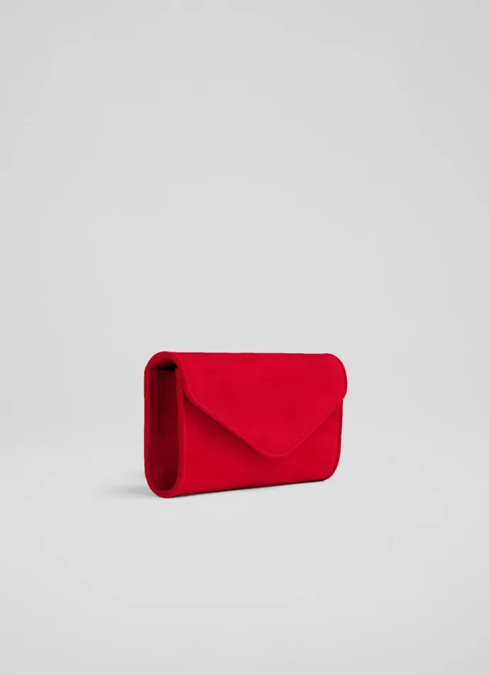 LKBennett Clutch Bags Women Dominica Red Suede Clutch Bag LKBennett Clutch Bags Women Dominica Red Suede Clutch Bag
