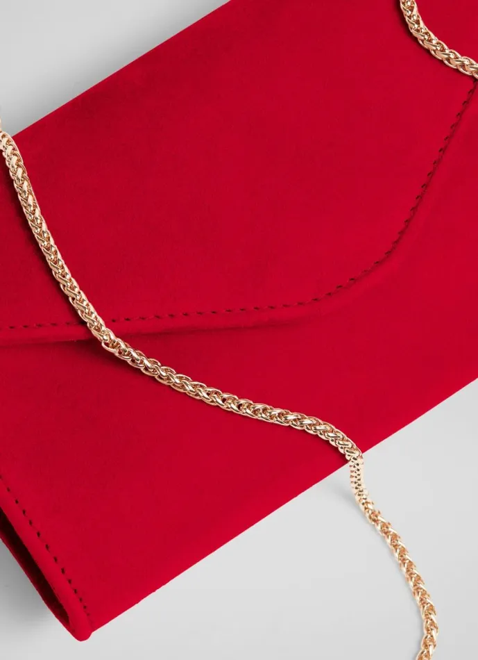 LKBennett Clutch Bags Women Dominica Red Suede Clutch Bag LKBennett Clutch Bags Women Dominica Red Suede Clutch Bag