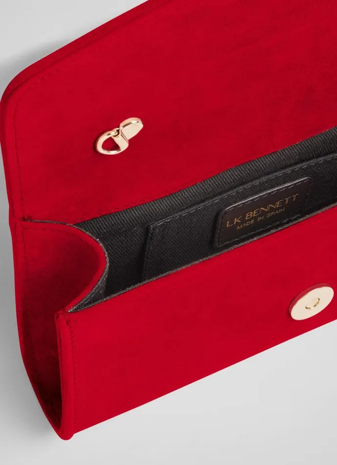LKBennett Clutch Bags Women Dominica Red Suede Clutch Bag LKBennett Clutch Bags Women Dominica Red Suede Clutch Bag