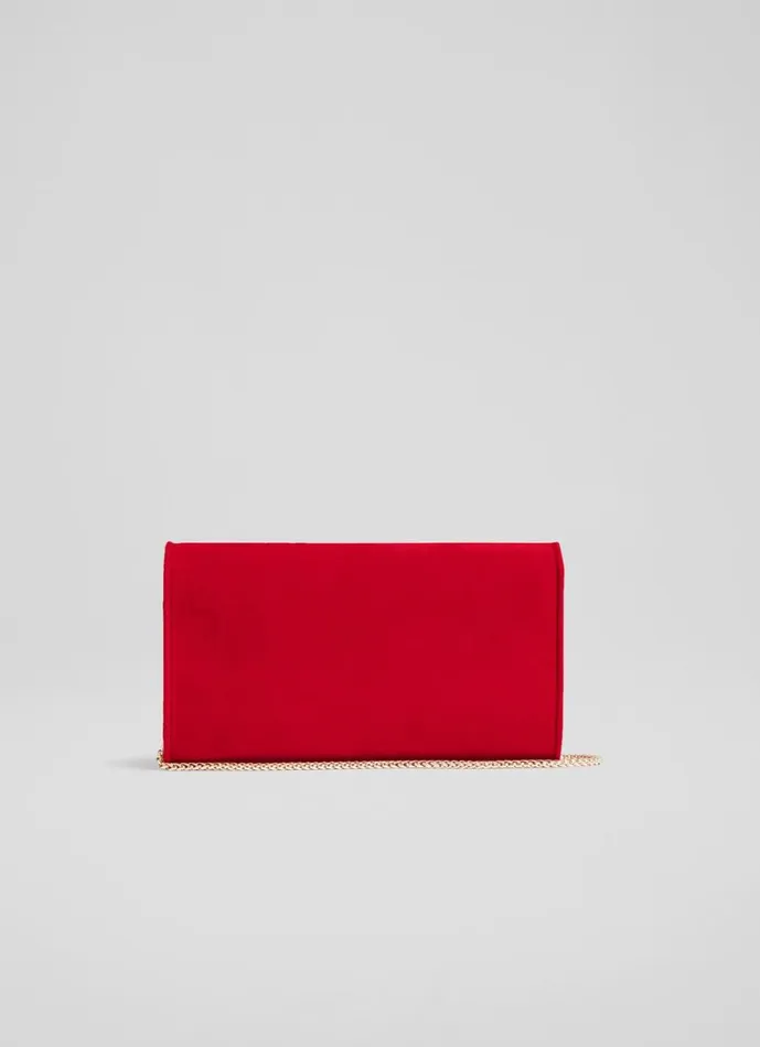 LKBennett Clutch Bags Women Dominica Red Suede Clutch Bag LKBennett Clutch Bags Women Dominica Red Suede Clutch Bag