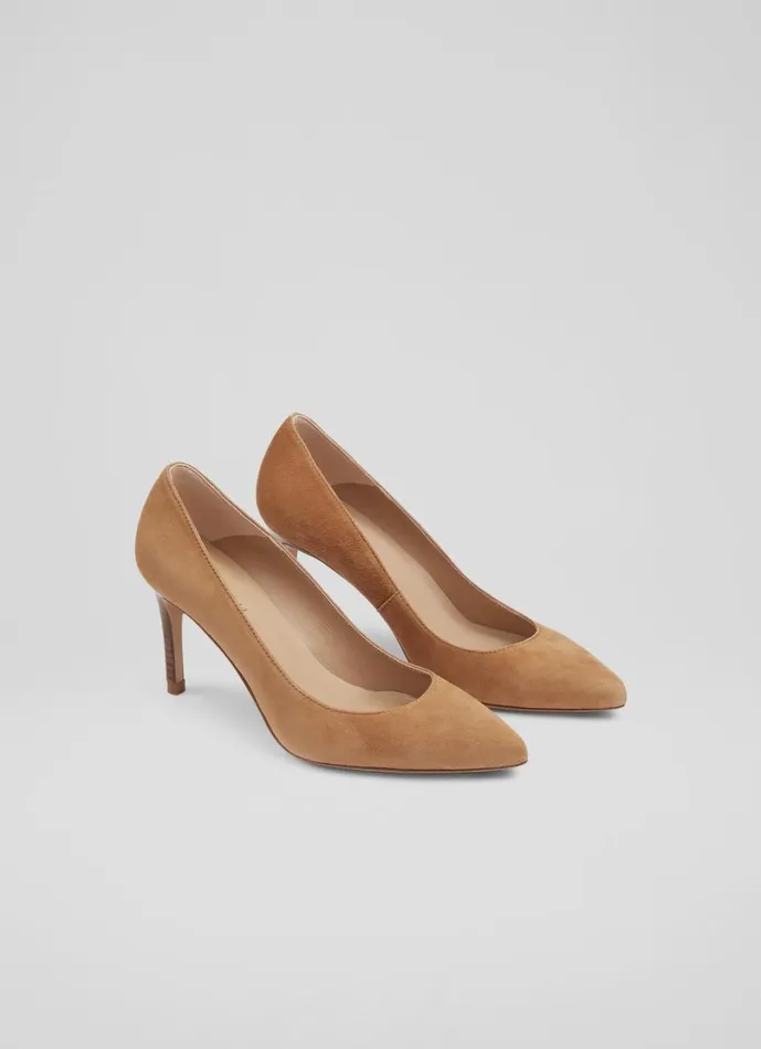 LKBennett Court Shoes Women Floret Nutmeg Suede Pointed Toe Courts LKBennett Court Shoes Women Floret Nutmeg Suede Pointed Toe Courts
