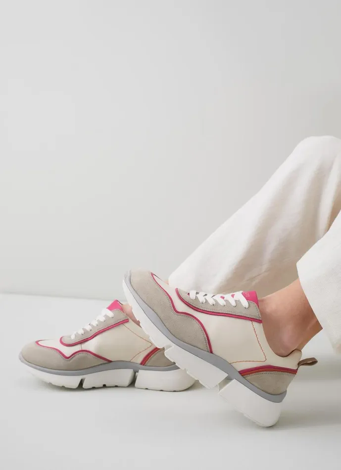 LKBennett Flats Women LKB Step Cream Leather And Grey Suede Trainers LKBennett Flats Women LKB Step Cream Leather And Grey Suede Trainers