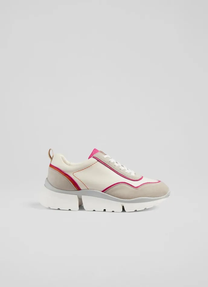 LKBennett Flats Women LKB Step Cream Leather And Grey Suede Trainers LKBennett Flats Women LKB Step Cream Leather And Grey Suede Trainers