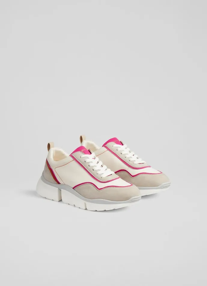 LKBennett Flats Women LKB Step Cream Leather And Grey Suede Trainers LKBennett Flats Women LKB Step Cream Leather And Grey Suede Trainers