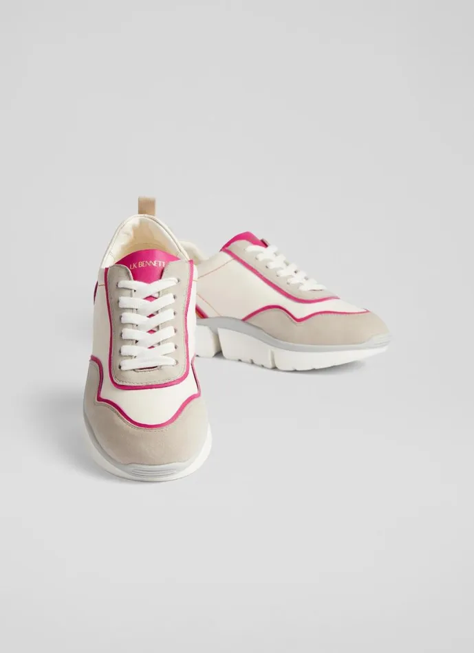 LKBennett Flats Women LKB Step Cream Leather And Grey Suede Trainers LKBennett Flats Women LKB Step Cream Leather And Grey Suede Trainers