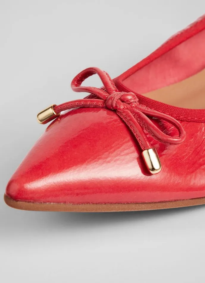 LKBennett Flats Women Tilly Red Leather Pointed Ballerina Flats LKBennett Flats Women Tilly Red Leather Pointed Ballerina Flats