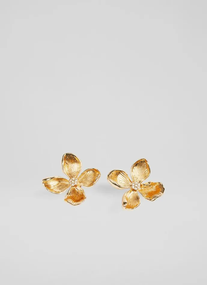LKBennett Jewellery Women Posie Flower Statement In Gold Earrings