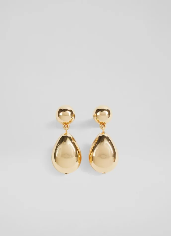 LKBennett Jewellery Women Tilly Double Ball Drop Gold Plated Earrings
