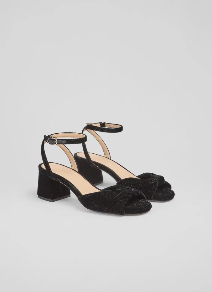 LKBennett Sandals Women Joelle Black Twist Upper Block Heel LKBennett Sandals Women Joelle Black Twist Upper Block Heel