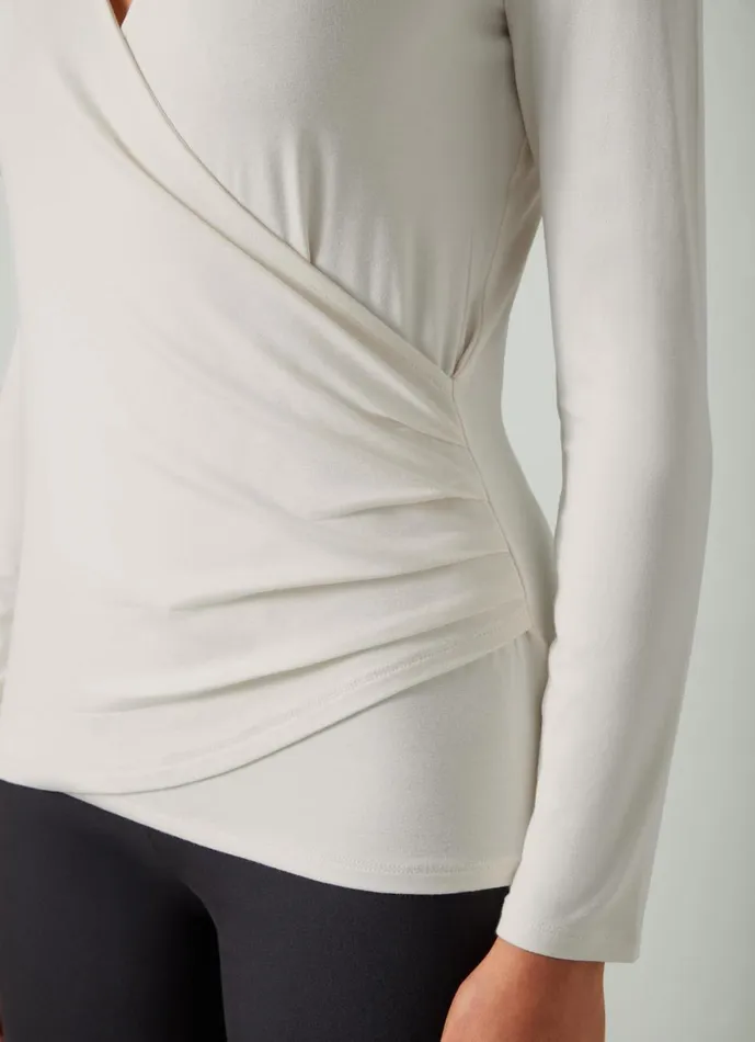 LKBennett Tops Women Eames Ivory Jersey Wrap Top LKBennett Tops Women Eames Ivory Jersey Wrap Top