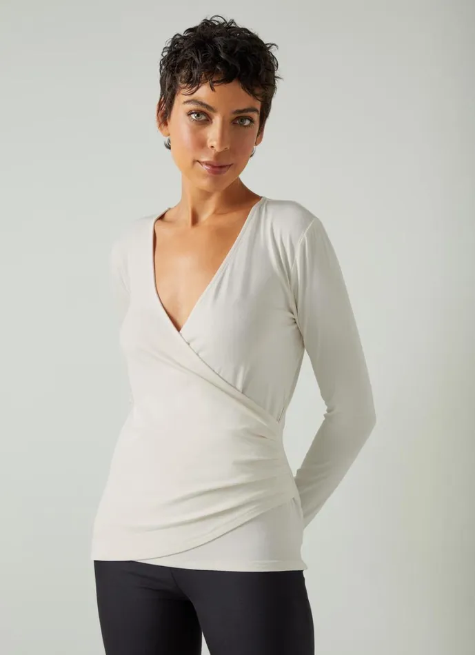 LKBennett Tops Women Eames Ivory Jersey Wrap Top LKBennett Tops Women Eames Ivory Jersey Wrap Top