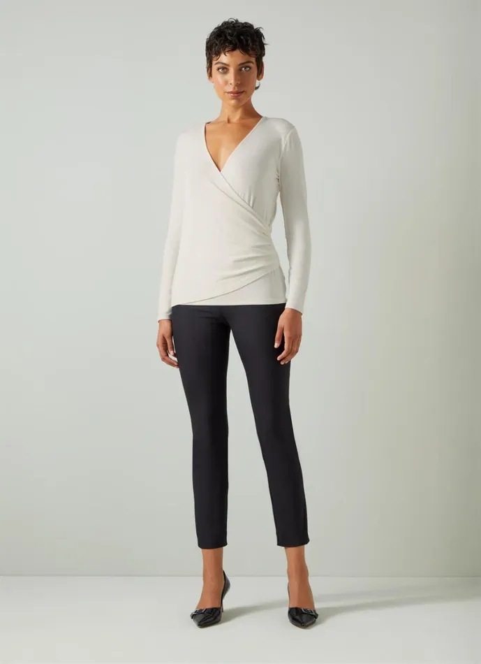 LKBennett Tops Women Eames Ivory Jersey Wrap Top LKBennett Tops Women Eames Ivory Jersey Wrap Top
